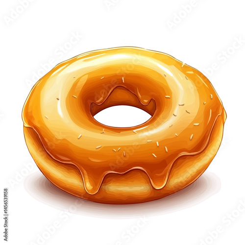My Simple flat 2D icon of a honey glazed donut isolated on a transparent background, vector, flat design, animation design, simple flat 2D icon, minimalist design