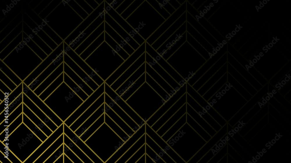 Gold gradient and black smooth luxury light reveal geometric abstract art deco pattern motion graphics background