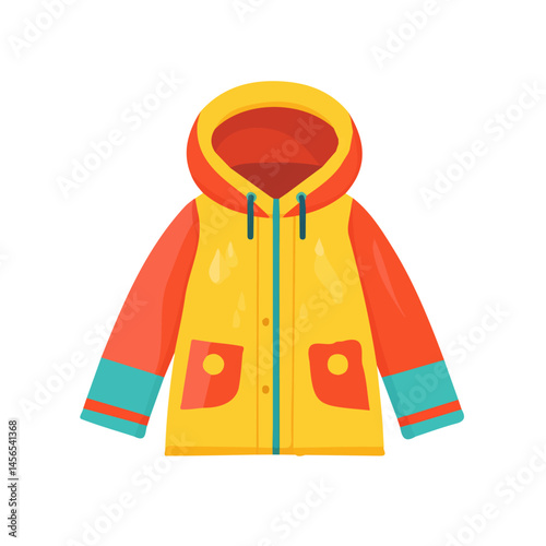 A Simple flat 2D icon of kids raincoat isolated on a transparent background, vector, flat design, animation design, simple flat 2D icon, minimalist design, clipart, illustration