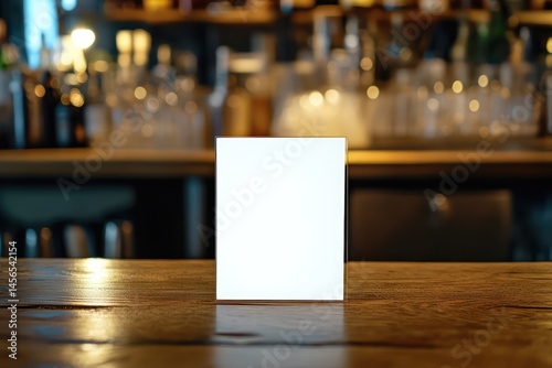 Blank menu stand mockup on restaurant table