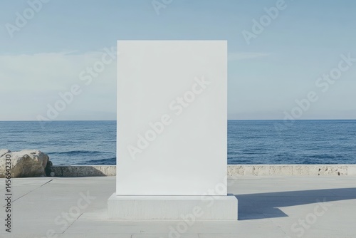 Fototapeta Naklejka Na Ścianę i Meble -  Vertical poster billboard mockup by beach and ocean