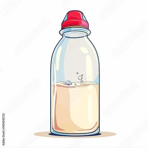 Baby bottle with milk on white 