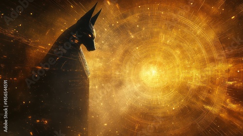 Ancient Egyptian Dog Deity in Cosmic Portal
