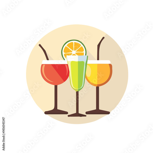 My Simple flat 2D illustration of a party drinks isolated on a transparent background, vector, flat design, animation design, simple flat 2D icon, clipart