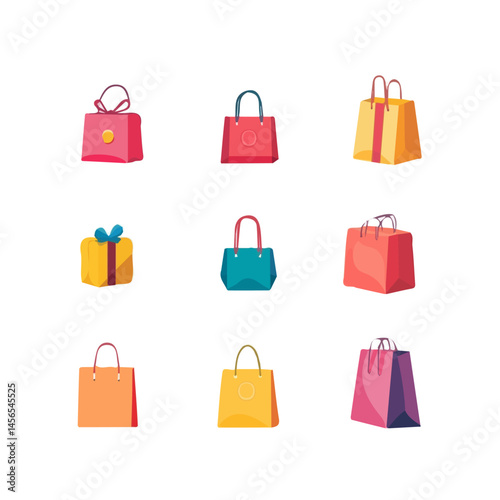 My Simple flat 2D illustration of a party gift bags isolated on a transparent background, vector, flat design, animation design, simple flat 2D icon, clipart