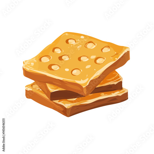 My Simple flat 2D illustration of a peanut brittle candy isolated on a transparent background, vector, flat design, animation design, simple flat 2D icon, clipart