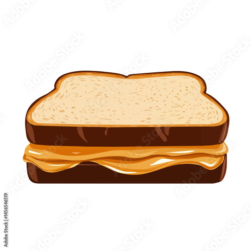 My Simple flat 2D illustration of a peanut butter sandwich isolated on a transparent background, vector, flat design, animation design, simple flat 2D icon, clipart