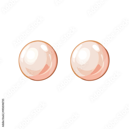 My Simple flat 2D illustration of a pearl earrings isolated on a transparent background, vector, flat design, animation design, simple flat 2D icon, clipart