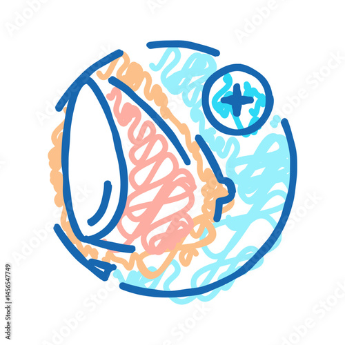 breast augmentation surgery icon doodle illustration