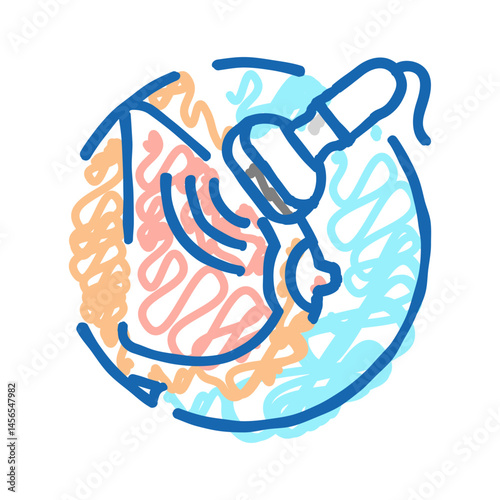 breast ultrasound surgery icon doodle illustration
