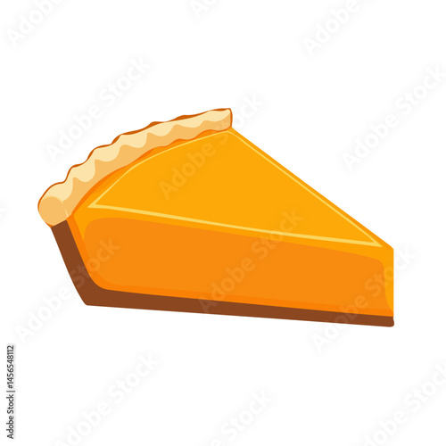 My Simple flat 2D illustration of pumpkin pie slice isolated on a transparent background, vector, flat design, animation design, simple flat 2D icon, clipart