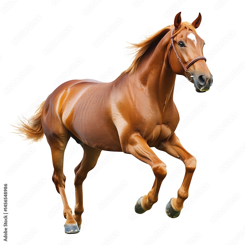 Obraz premium Chestnut Horse in Full Gallop