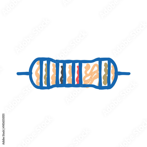metal film resistor electronic component icon doodle illustration