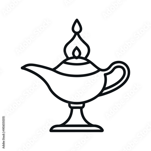 Earthen Lamp Sketch Line Art Vector