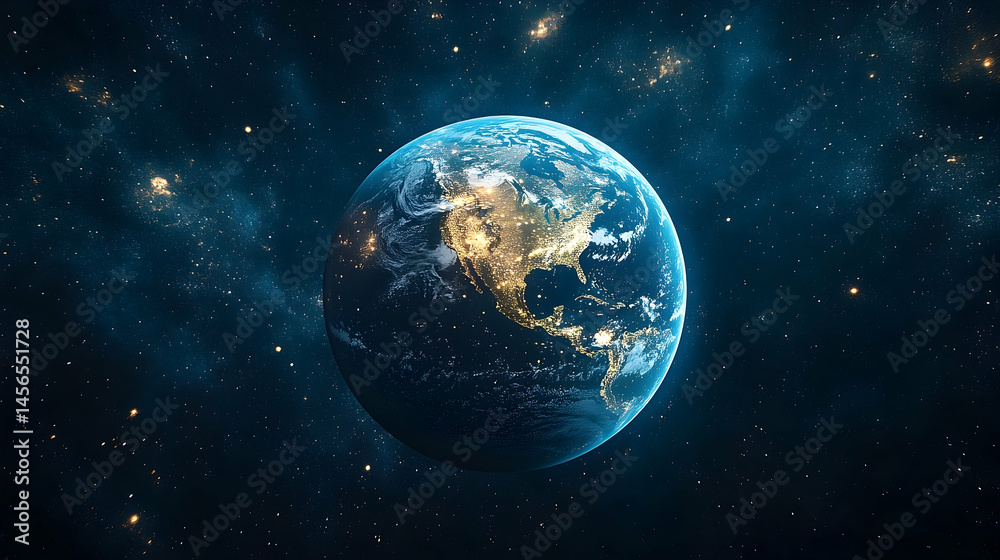 Celestial view of the earth in the vast cosmos. Celestial view of the earth in the vast cosmos.