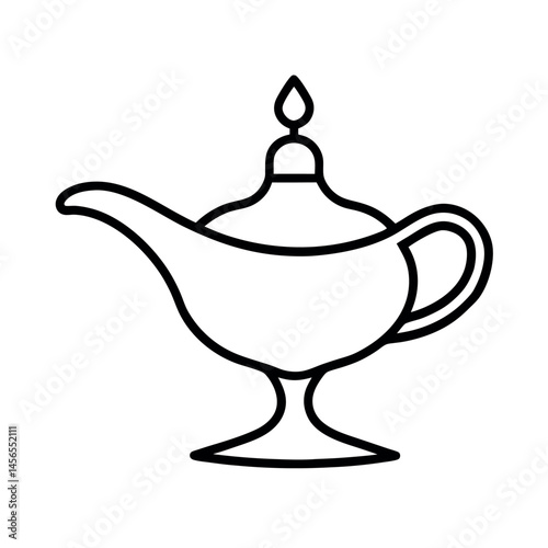 Earthen Lamp Festive Line Art Vector