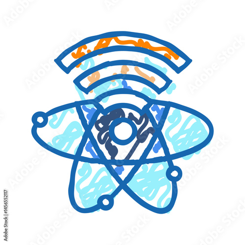 quantum internet future technology icon doodle illustration