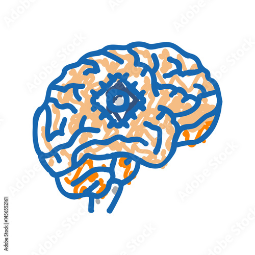 artificial brain implant future technology icon doodle illustration