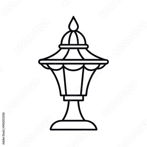 Earthen Lamp Traditional Line Art Vector