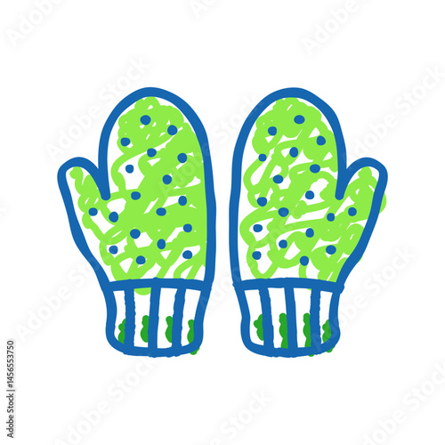 mittens knitting wool icon doodle illustration