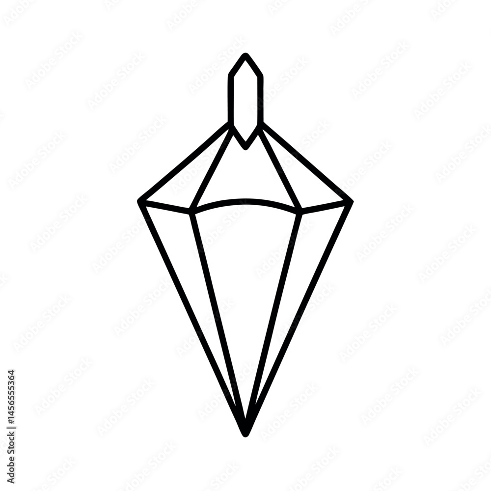 Crystal Pendant Outline Line Art Vector Crystal Pendant Outline Line Art Vector