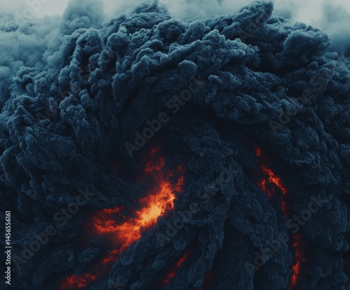 Wallpaper Mural Dramatic Swirling Smoke and Lava Eruption from Volcanic Activity Torontodigital.ca