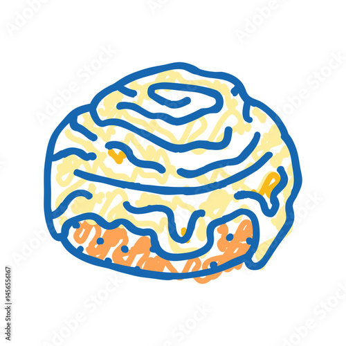 cinnamon bun food meal icon doodle illustration