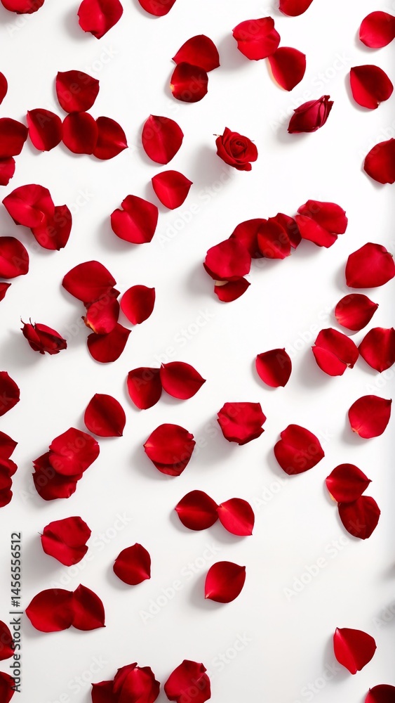 A bunch of red rose petals on a white surface. A bunch of red rose petals on a white surface.