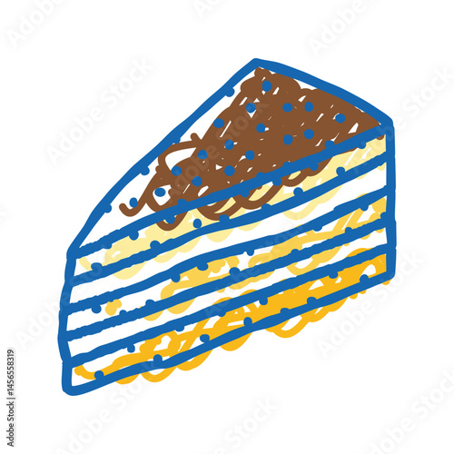 tiramisu slice sweet food icon doodle illustration