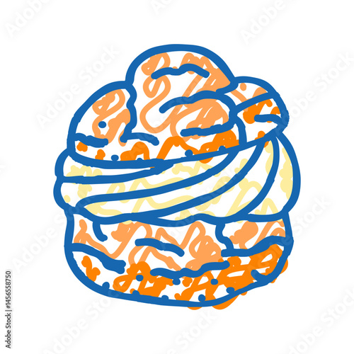 vanilla cream puff food snack icon doodle illustration