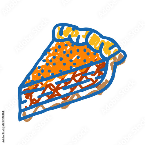 pumpkin pie slice food snack icon doodle illustration