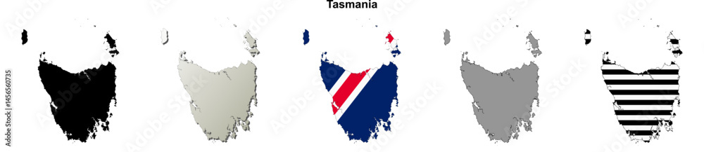 Obraz premium Tasmania blank outline map set