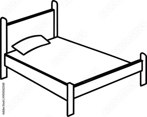 bed icon line art vector illustration 