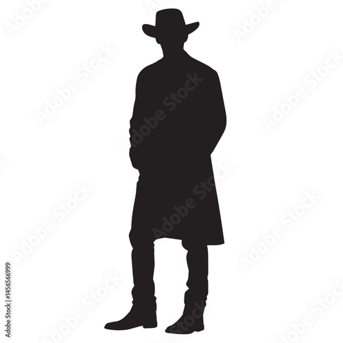 Vector silhouette set of cowboy on white background