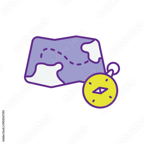 Map and Compass vector icons stock illustration