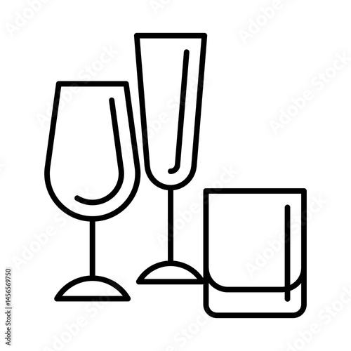 Glasses and goblets icon. Home decor element thin line illustration.