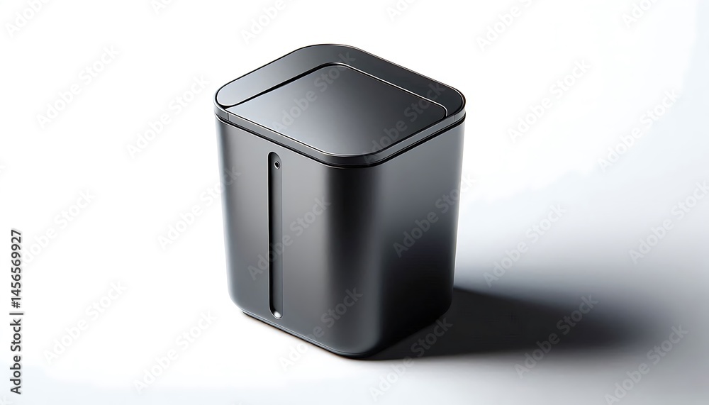Sleek Modern Black Square Trash Can with Lid Wastebasket Bin Container Sleek Modern Black Square Trash Can with Lid Wastebasket Bin Container