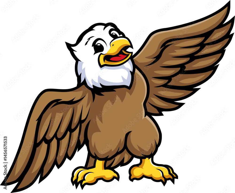 Obraz premium Eagle Mascot Flapping Wings Illustration
