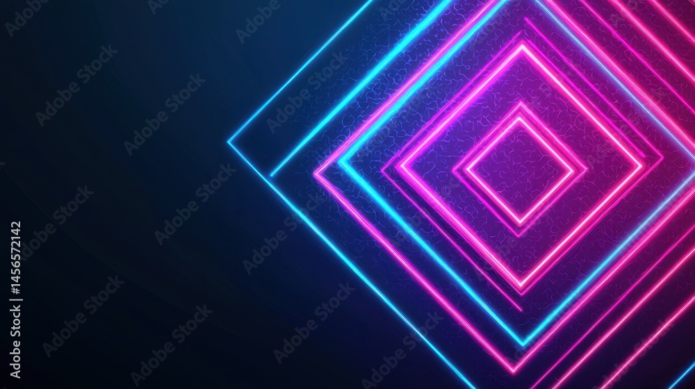 Fototapeta premium Abstract Neon Diamond Shapes with Glowing Lines on Dark Background