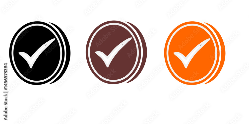 Fototapeta premium check list icon set. approved symbol, checked checkbox mark, checkmark set, editable line. 