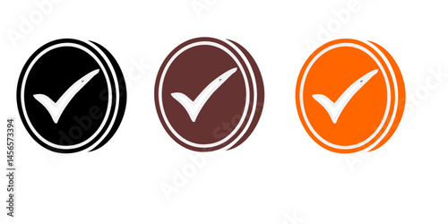 check list icon set. approved symbol, checked checkbox mark, checkmark set, editable line.	
