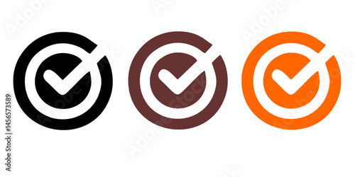 check list icon set. approved symbol, checked checkbox mark, checkmark set, editable line.	