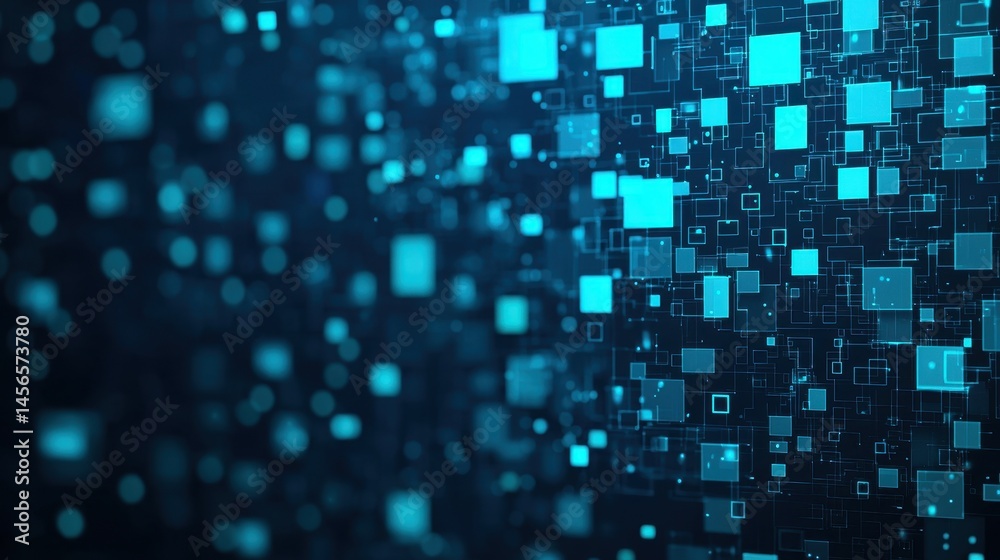 Digital Background with Abstract Blue Geometric Patterns and Shapes