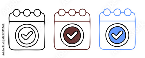 check list icon set. approved symbol, checked checkbox mark, checkmark set, editable line.	