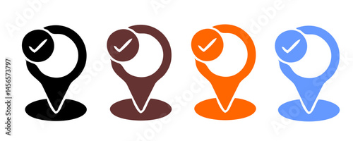 check list icon set. approved symbol, checked checkbox mark, checkmark set, editable line.	