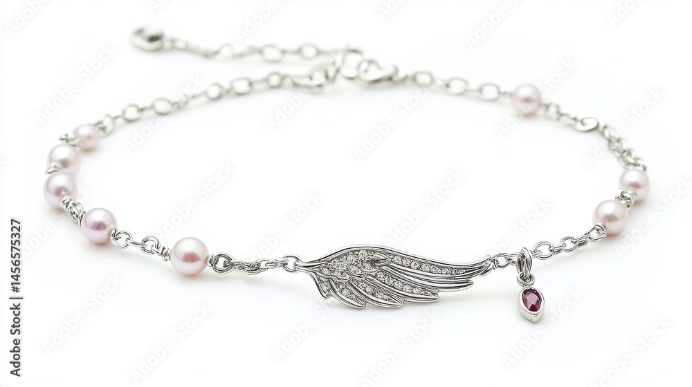 A silver bracelet with small pearls A silver bracelet with small pearls