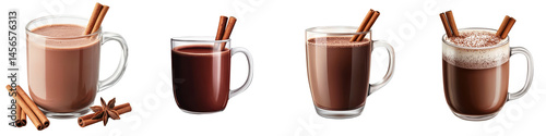 Wallpaper Mural Assortment of hot chocolate drinks in mugs with cinnamon sticks Torontodigital.ca