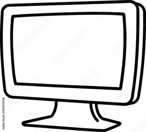 computer monitor icon line art vector illustration