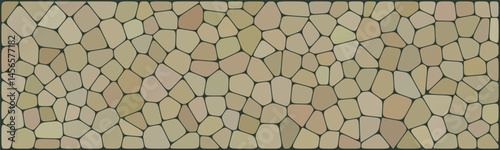 Earth-toned mosaic tile pattern with irregular polygon shapes and dark grout lines, suitable for natural-themed designs, backgrounds, or architectural visuals.

