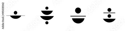 Vector illustration icon featuring black and white graphical symbols representing balance and harmony in design elements